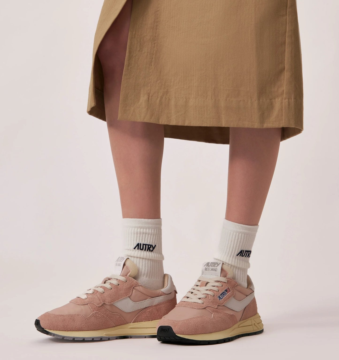 SNEAKERS REELWIND LOW AUS NYLON UND WILDLEDER FARBE WEISS UND POWDER PINK